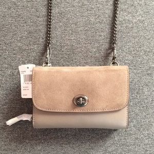 Coach Brown Suede & Smooth Leather Phone Crossbody